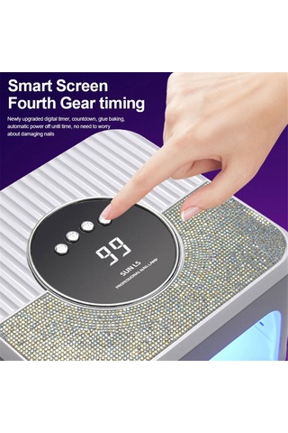 Xurunkeji Uv Tırnak Lambası Jel Tırnaklar, 4 Zamanlayıcı Modlu 45 Led Tırnak Lambası, Parıltılı Tırnak Yapay Elmaslarıyla Süslenmiş Pembe Jel Tırnak Lambası Ab