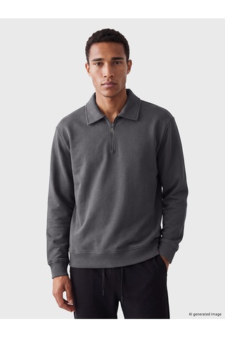 Lcw Vision Gri Polo Yaka Erkek Sweatshirt