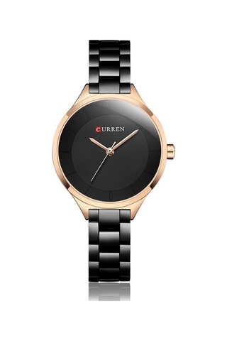 Yingfu Curren 9015 Kadın Kolye Saati - Gül Altını Kasa, Siyah Kadran, Su Geçirmez, Altın Rengi Bileklikli Moda Saat Altın Rengi