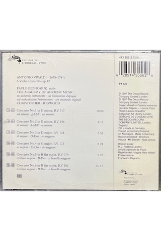 Plak Değildir Cd Dir Cd Vivaldi 6 Violin Concertos Op.12 Cd