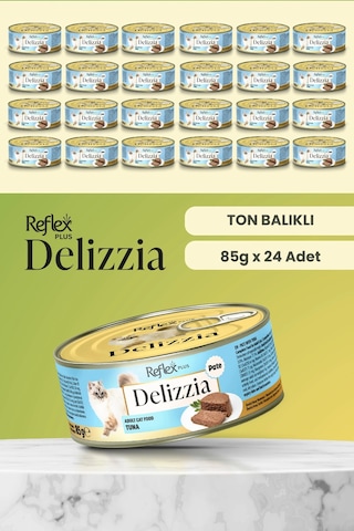 Delizzia / Kıyılmış Ton Balıklı Yetişkin Kedi Maması 85g X 24 Adet