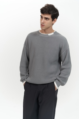 Carter Çift Yaka Detaylı Gri Erkek Triko Kazak Gri