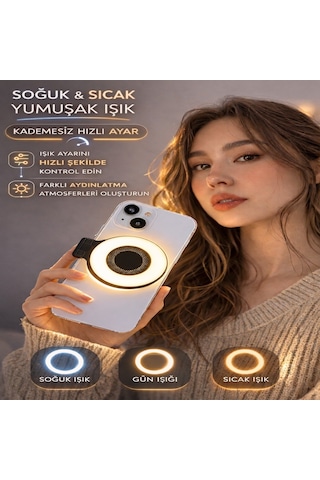 Manyetik Mini Led Telefon Işığı Magsafe Uyumlu Selfie & Video Çekim Işığı Katlanabilir Vlog Işığı