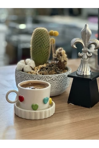 Rengarenk Kabartma Kalpli Mug Kupa Fincan