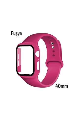 Ally Apple Watch Uyumlu 4-5-6 40mm Silikon Kordon Kayış Ve Ekran Koruyucu Kılıf- 5775