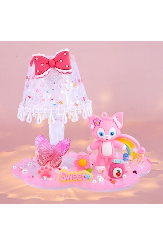 Aurora Çocuk Dıy El Yapım Krem Tutkal Kristal Masa Lambası Malzeme Paketi Seti Yaratıcı Gece Lambası Bulmaca Oyuncak Mor Mor