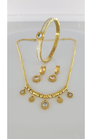 Burry Marka Gold Çelik Takı Seti Gümüş - Rose Gold