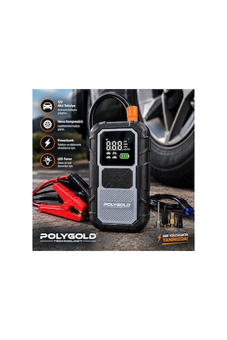 1200a Akü Takviye Cihazı 150 Psı Hava Kompresörlü Powerbank Led Fener 4 Ü 1 Arada