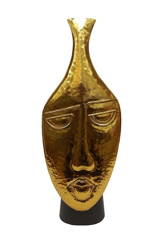 Biev Metal Vazo Yüz Kabartmalı 22x12x58 Cm