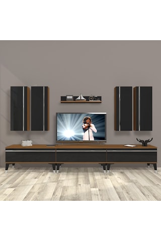 Decoraktiv Eko 8d Mdf Silver Tv Ünitesi Tv Sehpası Ceviz - Siyah