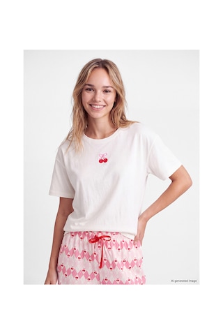 Lcw Young Pembe Baskılı Kadın Kaprili Pijama Takımı