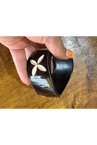 Oyma Kemik Kadın Hint Bileziği Çap 7 Cm Çok Renkli