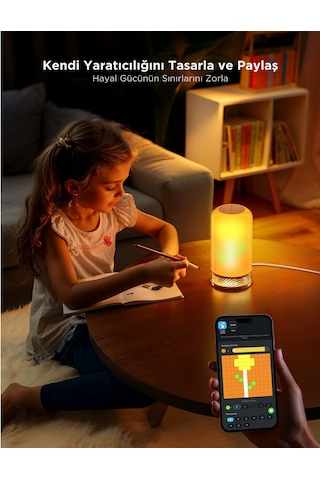 Govee Masa Lambası 2 RGBICWW H60223D1 Matter Alexa Google Asst. Destekli Yarı Şeffaf