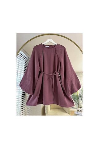 Unika Boutique Kadın Trend Balon Kol Tunik Modal Kumaş Dokusu Yumuşacık 38 40 42 44 Beden Arası Standar Beden Bordo