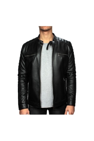 Adrian Erkek Siyah Hakiki % 100 Deri Mont Kuzu Derisi