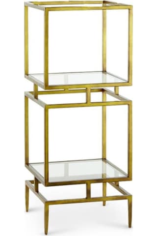 Olope Gold Metal 2 Raflı Kitaplık Çiçeklik Gümüşlük Duvar Rafı