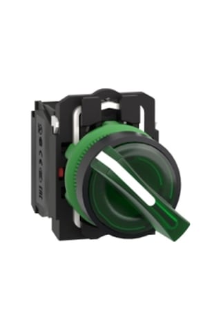 Schneider Electric XB5AK123B5 Yeşil Işıklı Mandal Buton Ø22 2 Konumlu Sabit 1NA+1NK 24V