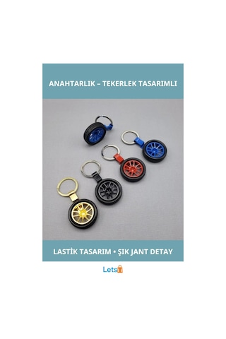 Tekerlek Tasarımlı Metal Anahtarlık 8 Cm Çok Renkli