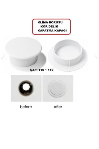 Klima Borusu Kör Delik Kapatma Kapağı Menfez Düz Model 1 Adet Beyaz Renk