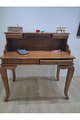 Çalışma Masa İlhm 90633 Model Klasik Takım Lüks Klasik Ahşap Ceviz Renk El Yapım Kahverengi