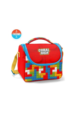 Coral High Kids Renkli Blok Desenli Thermo Beslenme Çantası 11791 Kırmızı