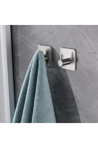 2 Adet Paslanmaz Çelik Inox Banyo Askısı / Bornoz Askısı / Havlu Gümüş