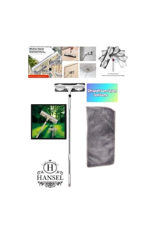 Paslanmaz Çelik Uzun Saplı Temizleme Fırçası Pencere Temizleyici Cam - Fayans Silecek Teleskopik