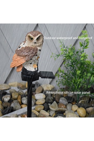 Suofeng Led Güneş Enerjili Sulara Dayanıklı Baykuş Heykeli, Bahçe Bahçe Teras Dekorasyon Işığı, Kahverengi