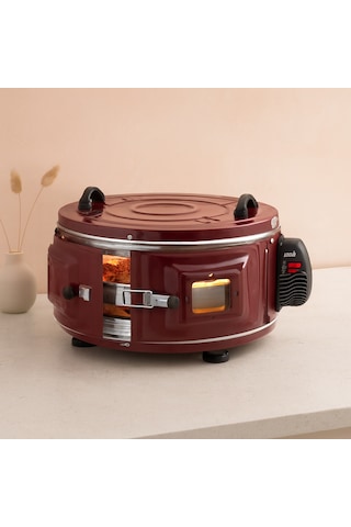 Yuvarlak Davul Fırın 1100w 46 Cm - Alüminyum Tepsi, Ön Gözlem Camı - 19 Acı Kahve