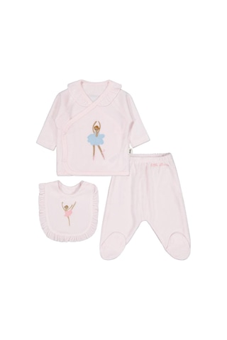 Civil Baby Balerin Nakışlı Zıbın Takımları Açık Pembe