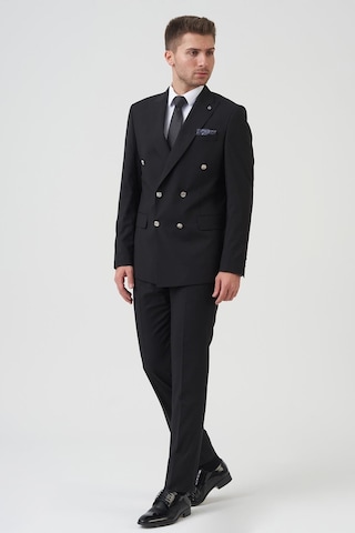 White Stone New York T2432 Slim Fit 6 Drop Kruvaze Takım Elbise Siyah-siyah Siyah