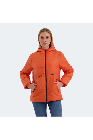 Slazenger CALLU Kadın Kapüşonlu Şişme Turuncu Mont & Kaban