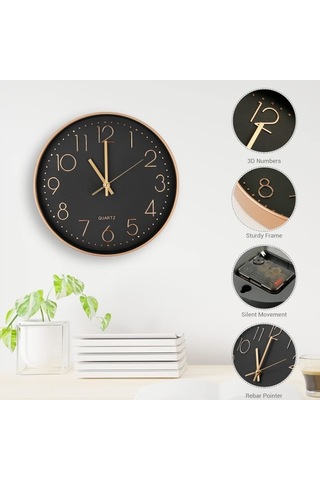 Modern Büyük Yuvarlak Duvar Saati 30 Cm Sessiz Kuvars B Diğer
