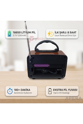 Nns-8110bt Retro Nostaljik Radyo Bluetooth Usb & Micro Kart Destekli 1200mah Şarjlı Taşınabilir Kamp Ve Ev Tipi Müzik Çalar
