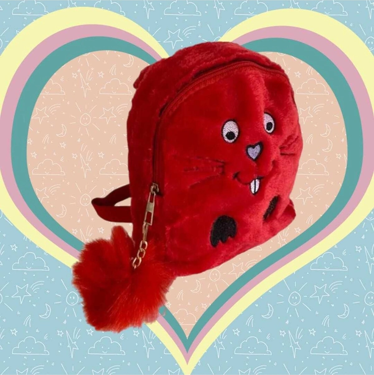 Tezzgelsin Tavşan Peluş Çocuk Sırt Çantası Çocuk Çantası Kirmizi