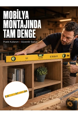 Northcity 600 Mm Plastik Su Terazisi - Dayanıklı Yeni Nesil Ölçüm Aracı Sarı