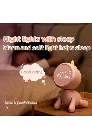 Dofolink Beyaz Unicorn Masa Saati Öğrenci İçin - 3 Alarm, Geri Sayım, Uyku Tuşu, 6 Zil Seçeneği, Işıklı Fonksiyon, Pilli Abs+pc