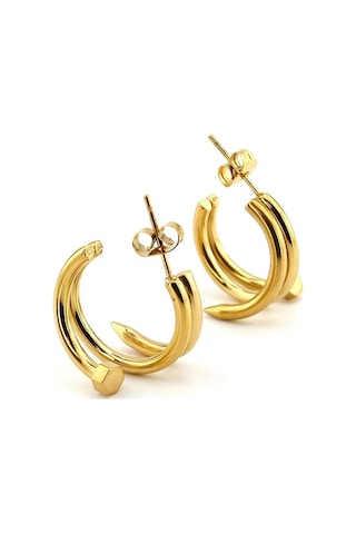 Sarmal Çivi Yarım Halka Altin Renk Sarı Çelik Kadin Küpe EX106