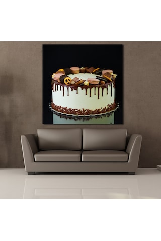 Yaş Pasta Kare Kanvas Tablo 100x100cm