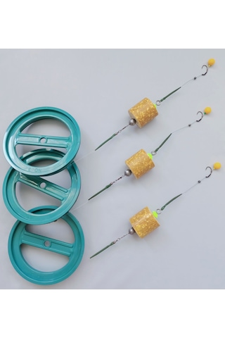 3 Adet Kasnak'lı 100 Mtr Misine'li Sazan Takımı Sarı Pop Up'lı