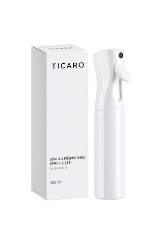 Tıcaro 300 Ml Sürekli Püskürtmeli Boş Sprey Şişesi, 360 Püskürtme, Beyaz