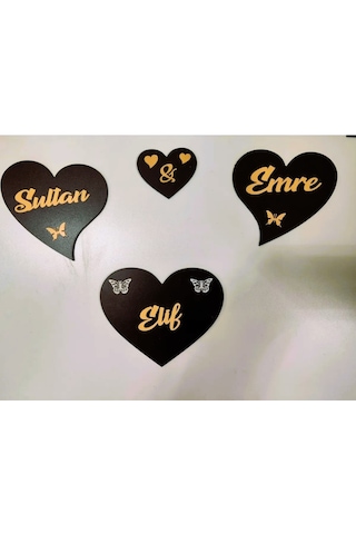 Duvar Saati Aile Temalı Kombin Saat Altın - Siyah