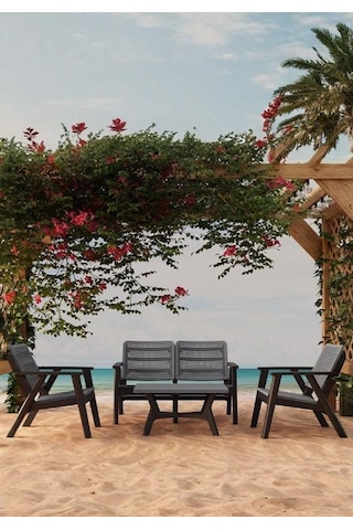 Gordon 2+1+1+s Bahçe & Balkon Oturma Grubu Mindersiz Gri