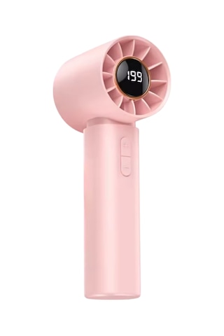 Taşınabililir Mini Usb Şarjlı Turbo Dijital Ekranlı El Vantilatör Fan Soğutucu T12 Pembe
