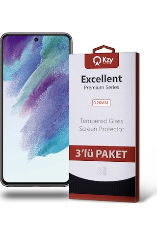 Samsung Galaxy S21 FE ile Uyumlu Kırılmaz Cam Ekran Koruyucu Ekonomik 3'lü Paket