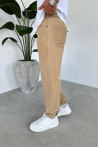 Krem Kadife Fitilli Regular Pantolon Krem