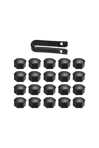 Springsun Tesla Model 3 Jant Somunu Kapağı, Sert Plastik, Siyah, 20 Adet + 1 Adet Çekici, Kırılmaz, Solmaz, Araç Özel, Kolaysız Kurulum