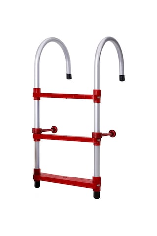 Hobi Store Portatif Tekne Merdiveni ( Kırmızı ) 3 Basamaklı