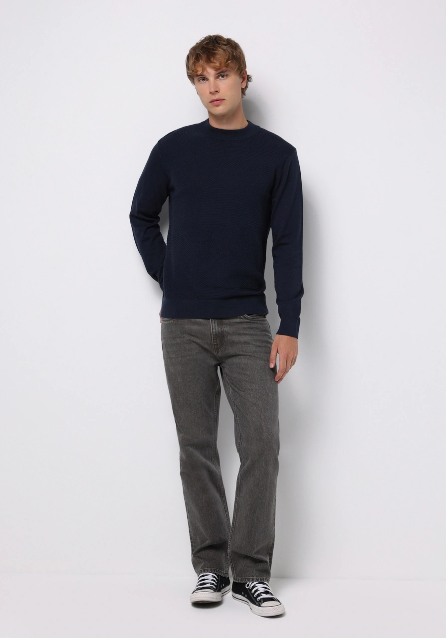 Colin's Colins Regular Fit Yuvarlak Yaka Jakarlı Erkek Lacivert Kazak Cl1076490 Q1.v2 Nav Lacivert