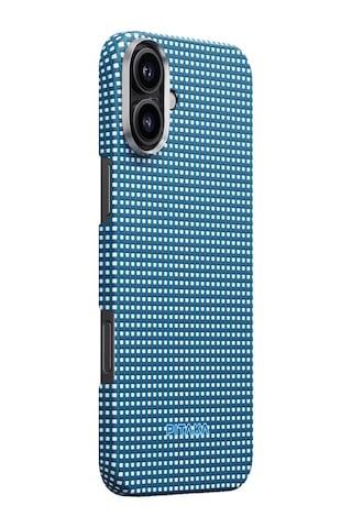 Apple Uyumlu iPhone 16 Kılıf Magsafe Özellikli Aramid Fiber Pitaka Ultra-slim Classic Serisi Ocean Blue Mavi